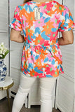Plus size women's blouse suppliers Multi color floral prints & puff short sleeves BQ16096