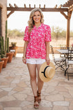 Trendy floral printed short sleeves women's boutique top BQ16098 BS2