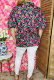 Shop women clothing online Floral printed oversize drop shoulder puff sleeve blouse BQ16142