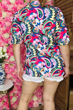 Women top wholesale Multi color paisley & floral printed & short sleeves BQ16143