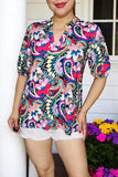 Women top wholesale Multi color paisley & floral printed & short sleeves BQ16143