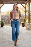 Western serape ong sleeve women's  boutique blouse w/v-neckline BQ16177 CS11F