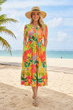 Chic tropical printed short sleeve boutique women's dress Southern Stitch BQ16260 (CS4)