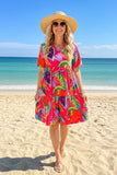 Chic floral printed short sleeve boutique women's dress Southern Stitch BQ16265 AS15