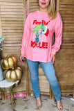 Western Christmas long sleeve pink women shirt BQ16435