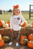 Halloween pumpkin top leopard pant girls boutique sets BQ2403 9S4