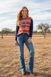 Western serape pullover long sleeve womens boutique top BQ8211 FS12
