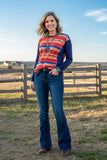 Western serape pullover long sleeve womens boutique top BQ8211 FS12