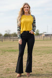 Western leopard & camo long sleeve & yellow women's boutique blouse BQ8575