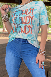 Howdy blue concho printed t-shirt DLH12158