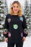 Sequin christmas element round neck long sleeve sweatshirts w/slit XCH16536 BS6