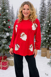 Sequin santa claus patch red women sweatshirts pullover tops XCH16546 FS2