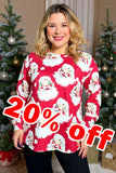 Christmas santa claus printed long sleeve women top XCH16677 (DS2)