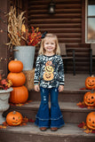 Western cow printHalloween long sleeve girls boutique top DLH0821-5 (A7S6)