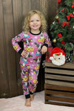 Western stripped sunflower & cow boutique girl pajama set DLH0824-17 (A1S9)