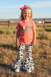 Western HOWDY COW printed top & pant girl's boutique set DLH0824-5 (A7S2)