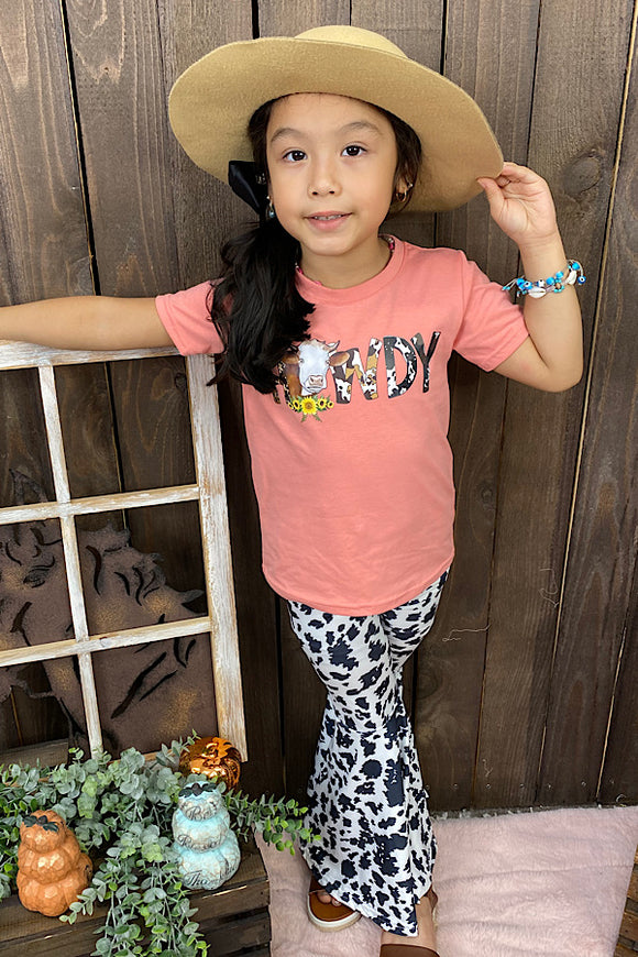HOWDY COW printed girl outfit DLH0824-5