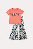 Western HOWDY COW printed top & pant girl's boutique set DLH0824-5 (A7S2)