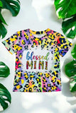 Blessed mini multi color leopard printed short sleeve girls top DLH0923-31