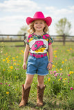 Western girls t-shirt & blue shorts 2pc girls sets DLH0913-17/XCH09002 A16S5