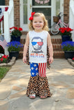 Girls boutique clothing wholesale America leopard printed girl set DLH0923-04 A9S5