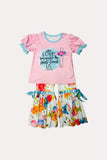 WE LOVE BECAUSE HE FIRST LOVED US Floral & butterfly girls boutique set DLH0923-13 5S5