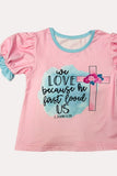 WE LOVE BECAUSE HE FIRST LOVED US Floral & butterfly girls boutique set DLH0923-13 5S5
