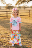WE LOVE BECAUSE HE FIRST LOVED US Floral & butterfly girls boutique set DLH0923-13 5S5