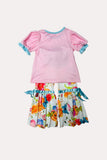 WE LOVE BECAUSE HE FIRST LOVED US Floral & butterfly girls boutique set DLH0923-13 5S5
