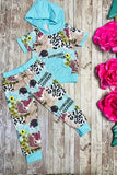 Western COWGIRL GLITTER hoode top & pant girls boutique set DLH0923-20 (A1S9)
