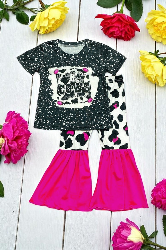 Shop children clothes online Love you till the cows come home pink girls set DLH0923-22 (A3S8)