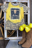 Bull skull printed leopard short sleeve girls t-shirt DLH0923-26 A16S5