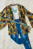 Floral & bull skull printed long sleeve girls cardigan DLH0923-28