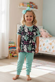 Western "Desert Vibes" &  cactus short sleeve boutique girls pajama set DLH0923-35 (A1S8)