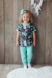 Western "Desert Vibes" &  cactus short sleeve boutique girls pajama set DLH0923-35 (A1S8)