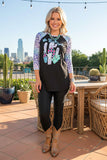 Western "WE STICK TOGETHER" cactus & leopard women's boutique top DLH10132 HS4
