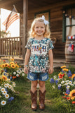 4th of July FAITH USA flag printed short sleeve girl t-shirt DLH1017-7 A9S7
