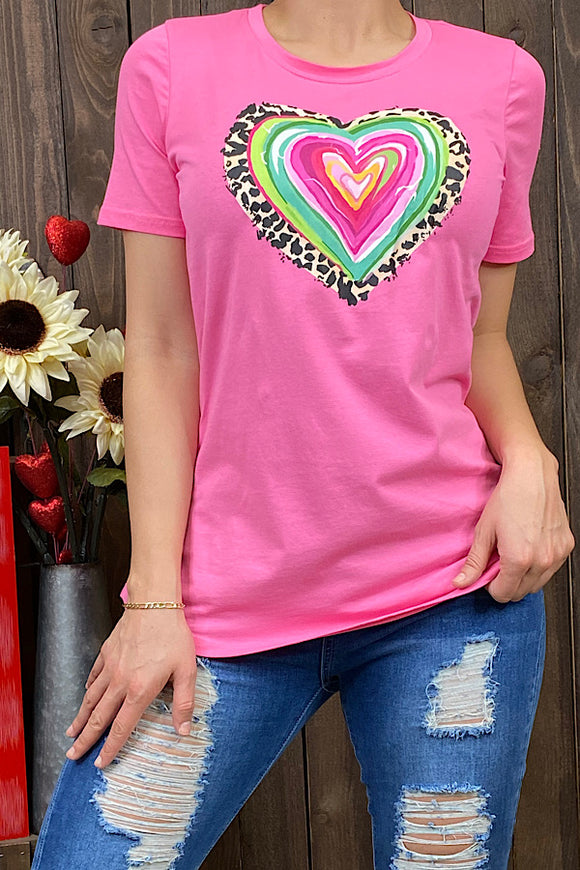 Pink t-shirt w/multi color heart DLH10488