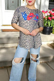 Women's top wholesale 4th July Leopard printed w/bandanna, cowboy hat & boot print DLH10800-2