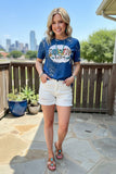 Western HOWDY honey & blue bleached women's boutique top DLH10876 (GS3)