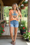 Orange BEYOUTIFUL turquoise jewel printed t-shirt DLH11014 (GS11)