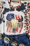 Girls clothing suppliers USA bull skull leopard printed girls t-shirt DLH1108-12