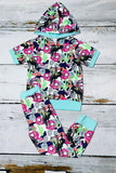 Western floral horse riding cowboy hoodie girls boutique set DLH1108-17 (A1S9)