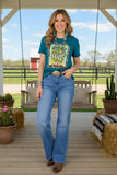Western HELLO DARLIN Cactus printed short sleeve women t-shirt DLH11194-2 IS18