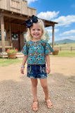 Western distressed denim shorts w/rhinestone & chain tassels girls boutique shorts DLH2394