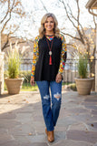 Western pattern & black long sleeve women's boutique top DLH11642 (GS13)