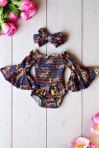 Baby clothes wholesale 4th of July printed baby onesie w/head band DLH1212-17