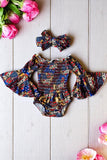 Baby clothes wholesale 4th of July printed baby onesie w/head band DLH1212-17
