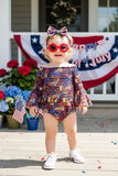 4th of July print baby onesie w/head band DLH1212-17 (A9S2)