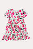 Western multiple retro prints swirl girls boutique dress DLH1215-02 (A1S3)